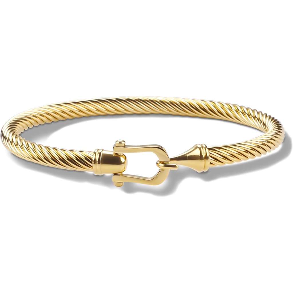Twisted Cable Bracelet Stylish Fine Stainless Steel Cable Cuff Bracelet With Hoo